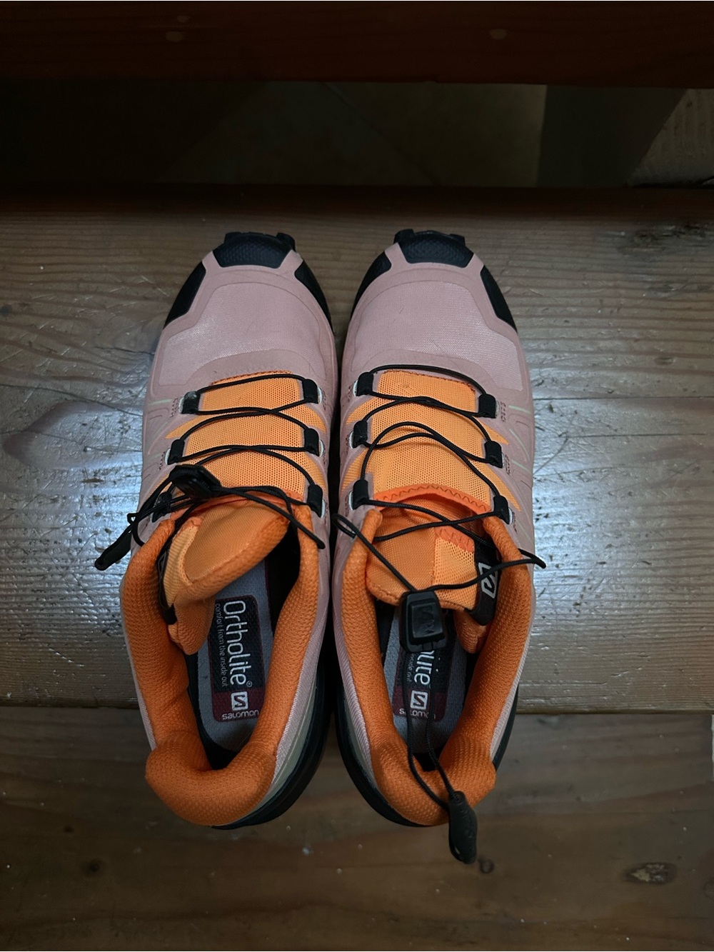 Salomon Women's Pale Pink and Orange Trail/Hiking Sneakers